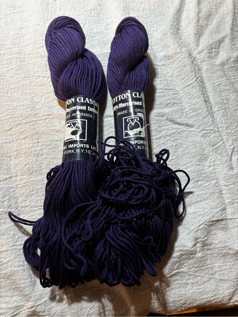 Tahki Cotton Classic 100% Mercerized Cotton-Purple 3930 Lot of 2.